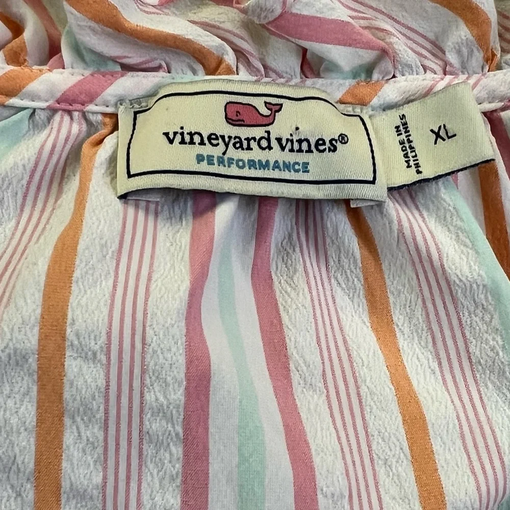 Vineyard Vines Performance Harbor Ruffle Popover Top with Tassels Size XL - Picture 4 of 6